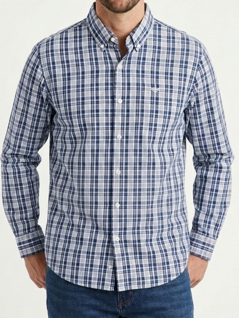 Dockers Navy and White Plaid Button-Down Shirt